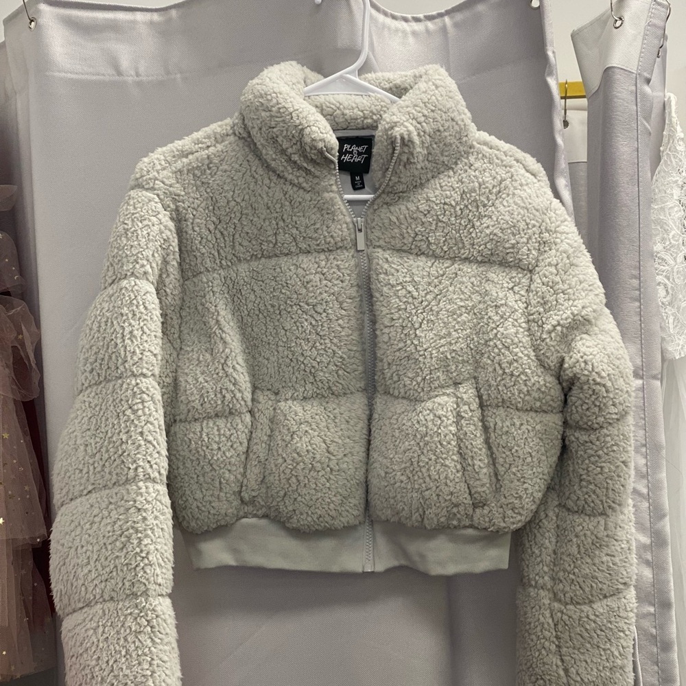 Cozy Gray Sherpa Jacket - Picture 1 of 2